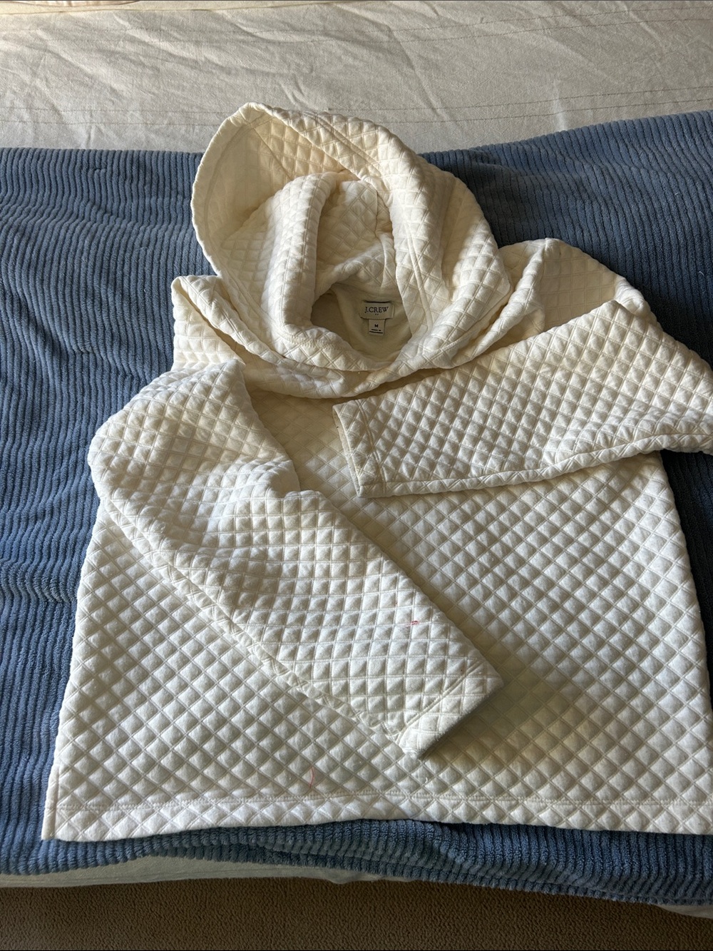 J. Crew Cream Quilted Hooded Puffer Jacket